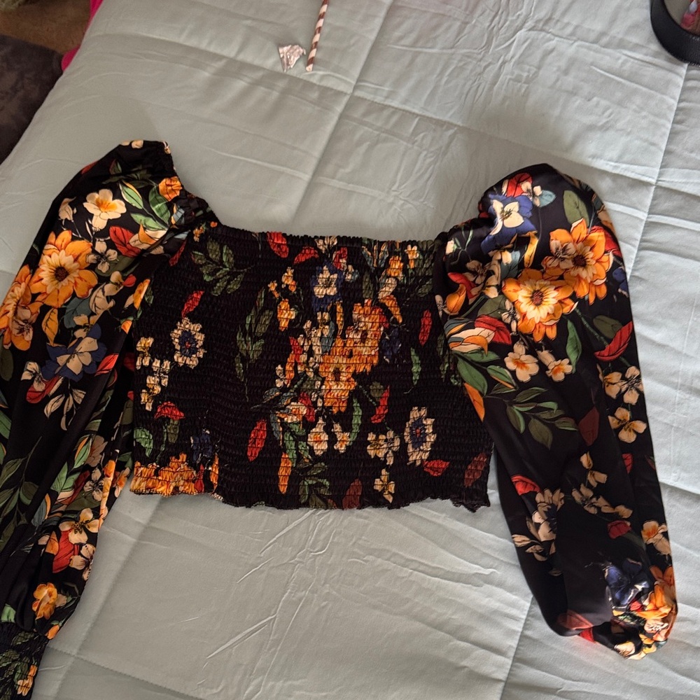 Floral Smocked Puff Sleeve Blouse